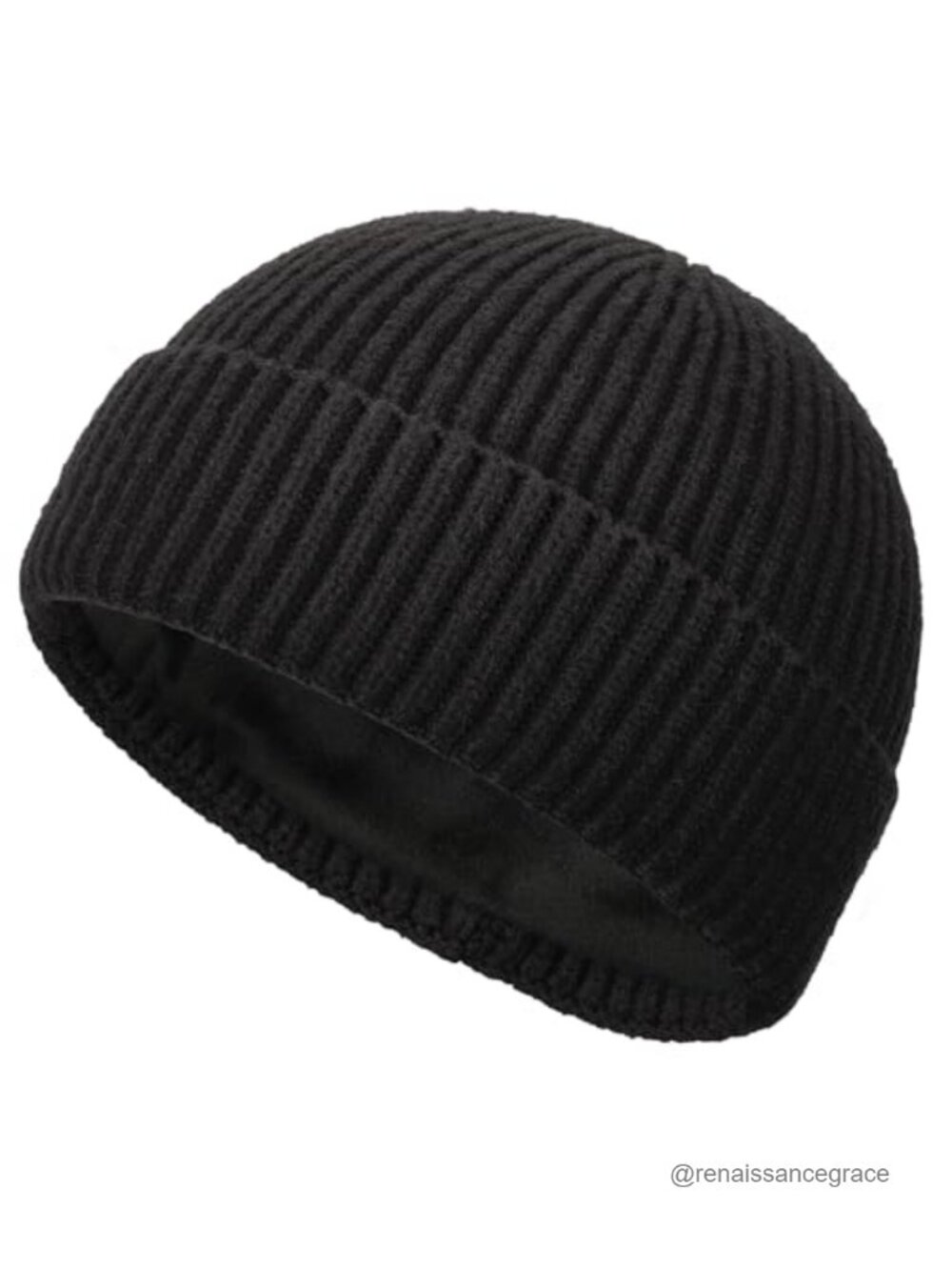 Warm Fleece Lined Wool Blend Fisherman Beanie Winter Hat